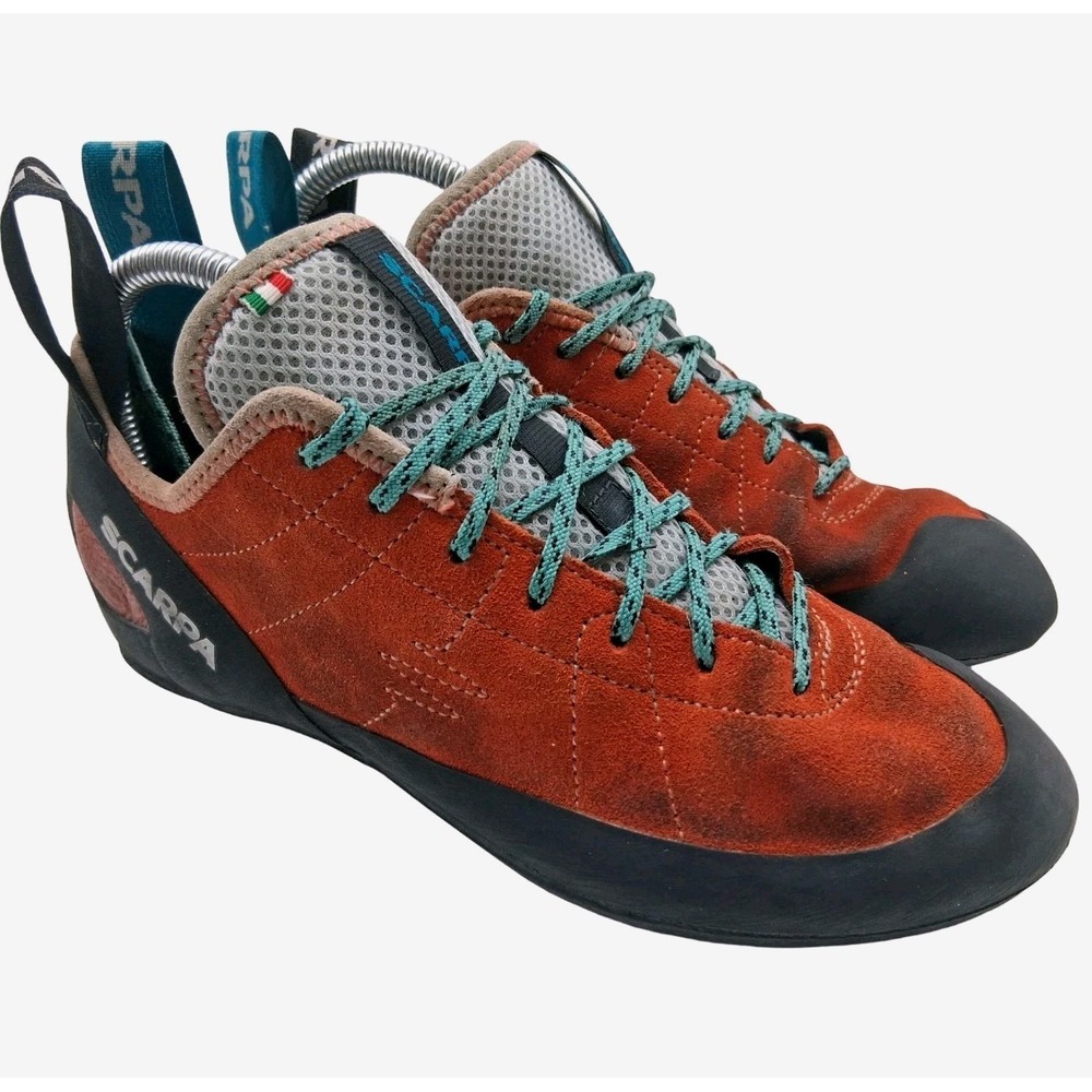 Scarpa Shoes Womens 8.5 Mens 7.5 Orange Helix WMN Rock Climbing Suede Italy